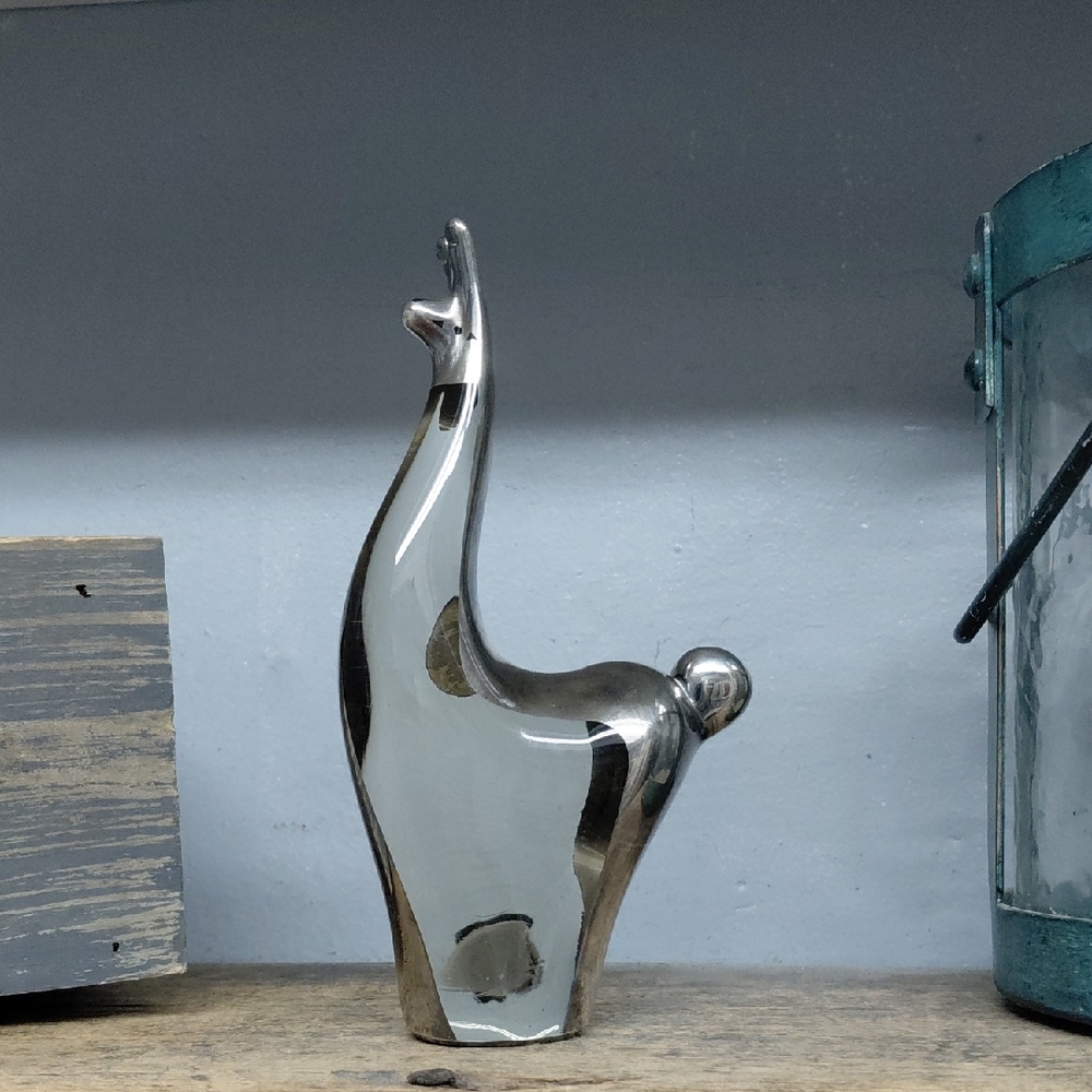 Vintage Peruvian Sterling Silver And Glass Llama Sculpture